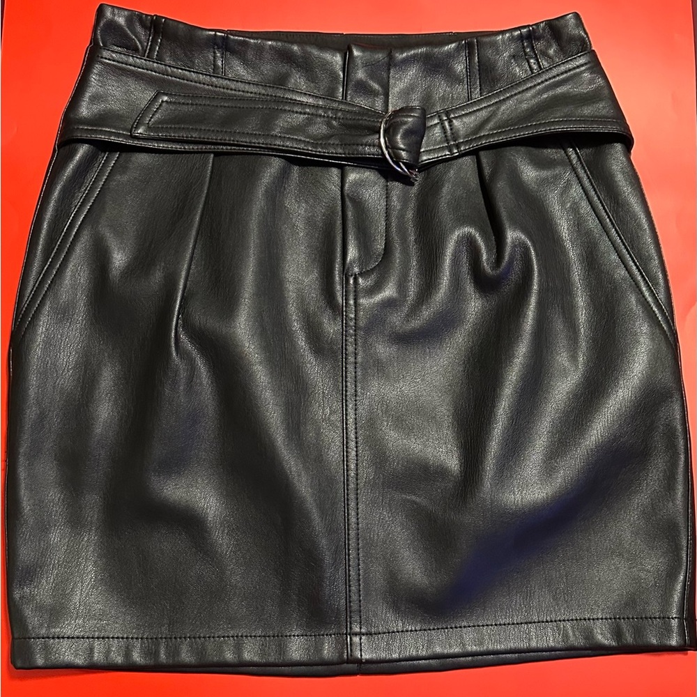 Bar III Black Faux Leather Miniskirt